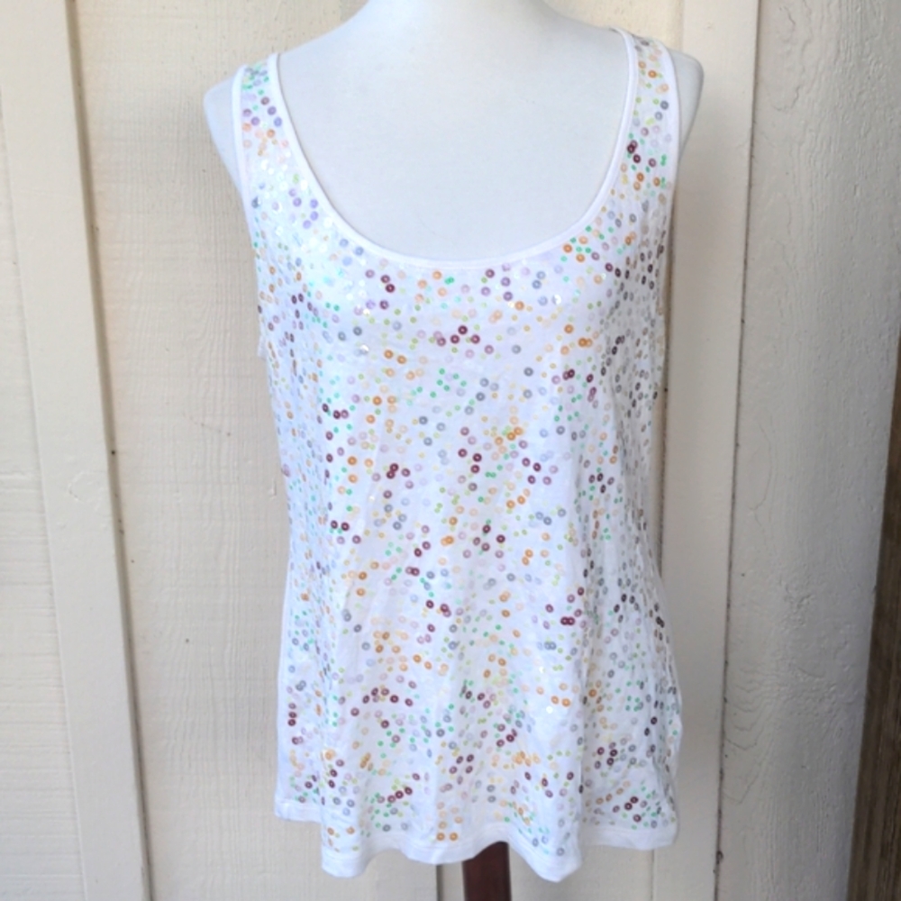 NEW Banana Republic Ivory Sequin Top L